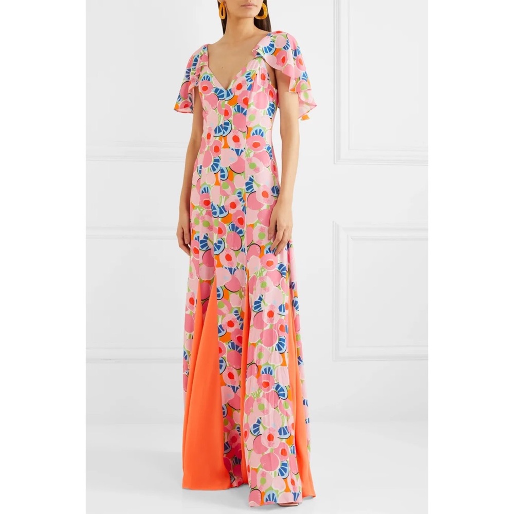 STAUD BAYA DRESS ABSTRACT PEACH BLOSSOM DRESS - Picture 5 of 13